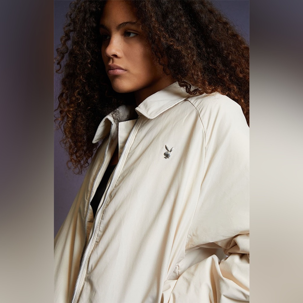 Playboy x Pacsun Jacket White Bomber Windbreaker Women’s Size XL